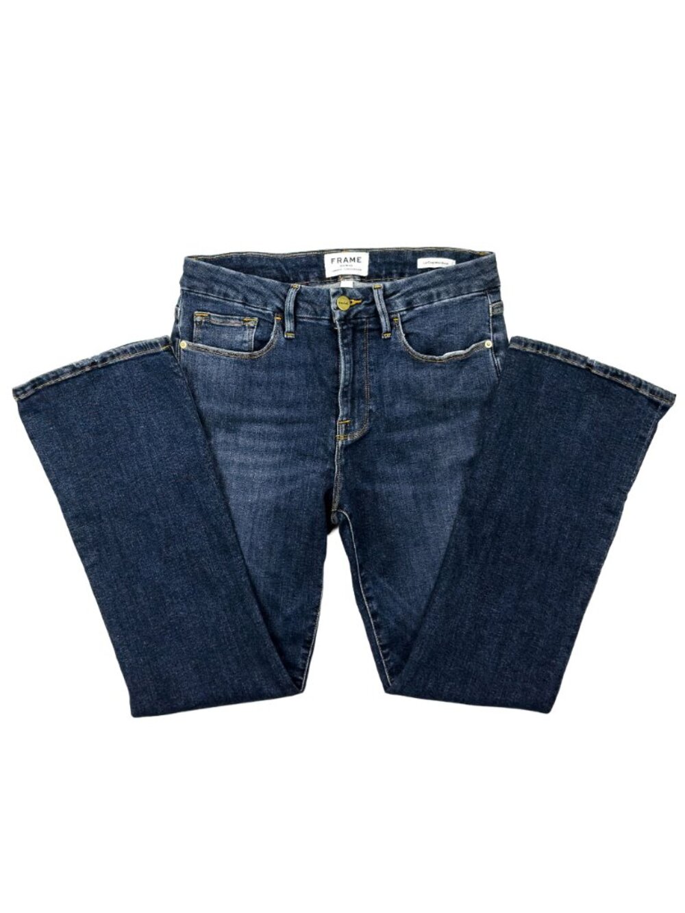 FRAME Le Crop Mini Boot Jeans 28 Kinlock Dark Blue Wash LCMB665 - Picture 5 of 13
